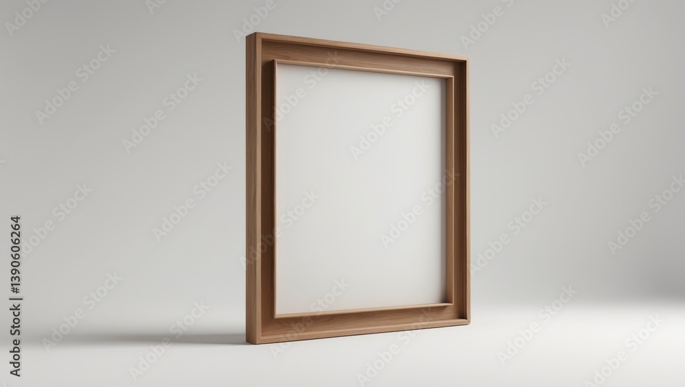 Poster clean and simple large wooden portrait frame mock-up set against a white backdrop.