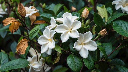 Fototapeta premium Background of abstract white gardenia flowers