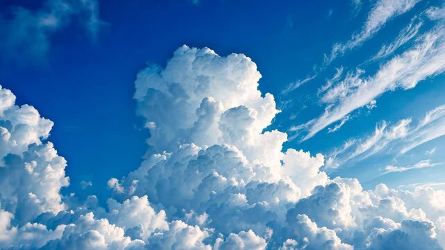 Detailed view of a blue sky showcasing a textured cloud background.