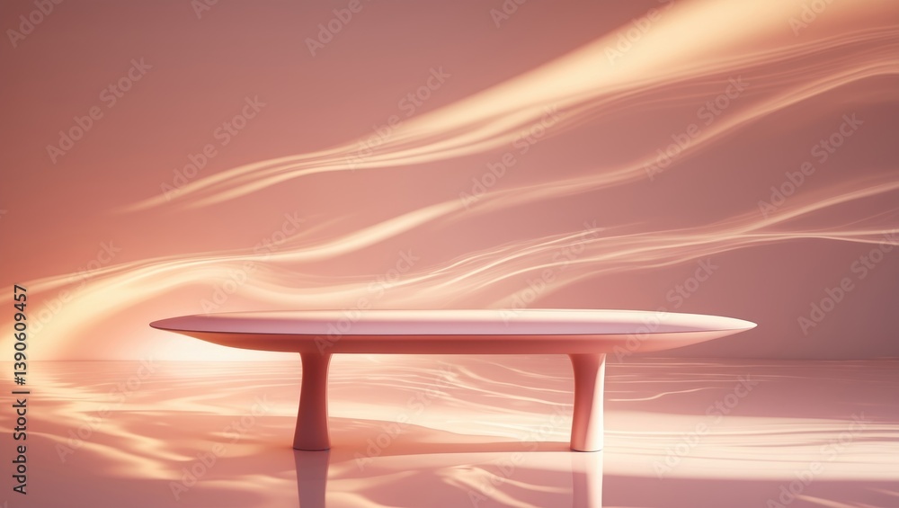 Poster empty table on a light backdrop. arrangement featuring abstract reflections and shadows. template fo