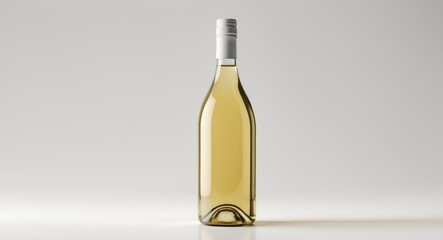 Isolated white wine bottle on a plain background for mockup display projects.