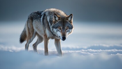 Fototapeta premium wolfdog in a snowy winter landscape