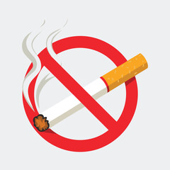 no smoking sign with cigarette flat icon vector