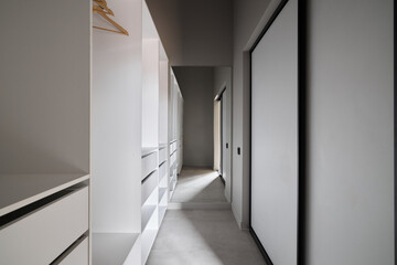 A Modern Minimalist Corridor with Stylish Storage Solutions for Optimal Organization