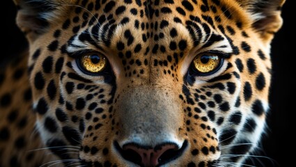 Obraz premium A stunning close-up portrait of a captivating leopard photograph