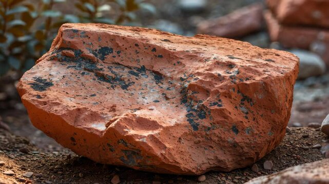 An aged and deteriorating brick, showcasing detailed textures and indications of wear, symbolizing the passage of time and resilience amid aging.