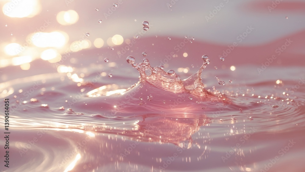 Poster intimate shot of pristine, still water surface with bubbles and splashes. fashionable abstract natur