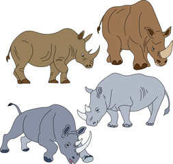 Rhino Clipart Set: Hand-drawn Rhino Illustrations: Doodle Cartoon Rhino Animals for Crafters, Designers, and DIY Lovers.