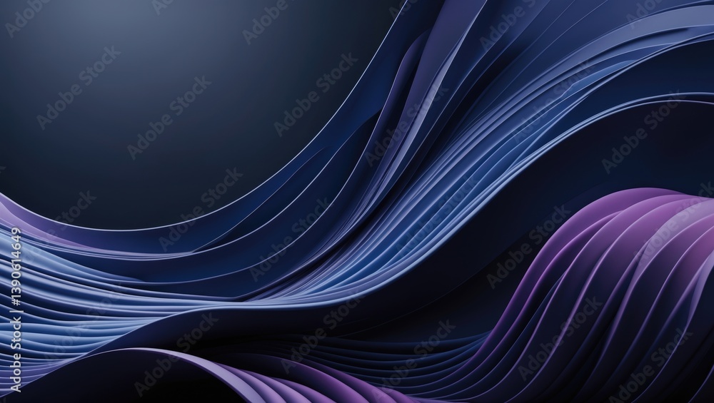 Aufkleber Banner featuring a panoramic abstract fluid wave curve against a dark background. Abstract design. Wave pattern. Curves. Flow.
