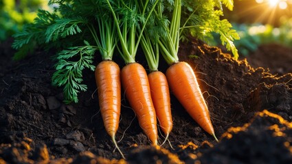 Garden soil with carrots.