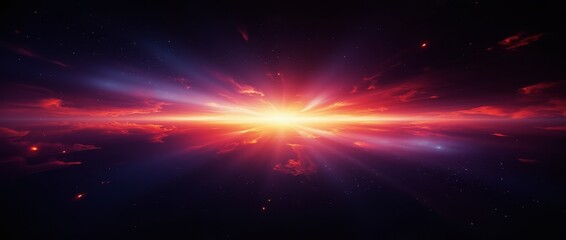 A breathtaking view of a bright celestial body emitting intense rays of light, set against a dark sky filled with scattered stars.