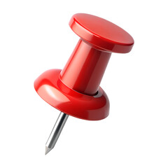 Red push pin 3d render icon in cartoon plastic style minimal isolated on transparent white background, clipping path