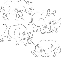 Rhino Clipart Set: Hand-drawn Rhino Illustrations: Doodle Cartoon Rhino Animals for Crafters, Designers, and DIY Lovers.