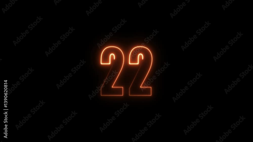 Aufkleber abstract glowing neon text number countdown icon. glowing sign on black background neon number. glow
