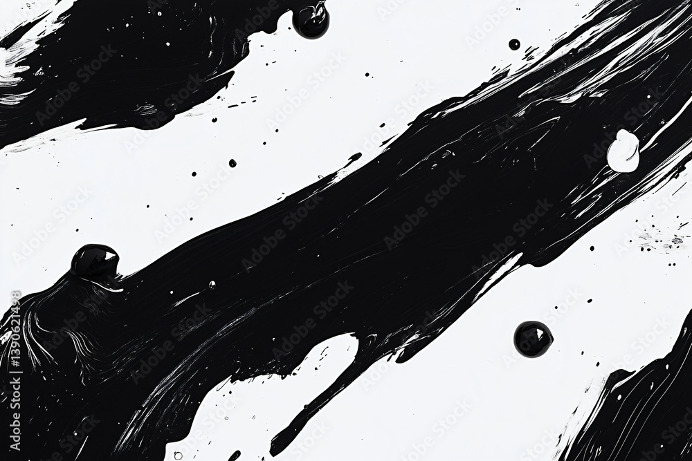 Poster abstract black brushstrokes: a striking abstract image of bold black brushstrokes against a contrast