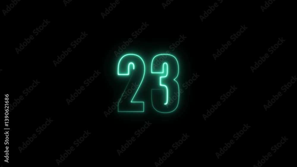 Aufkleber abstract glowing neon text number countdown icon. glowing sign on black background neon number. glow