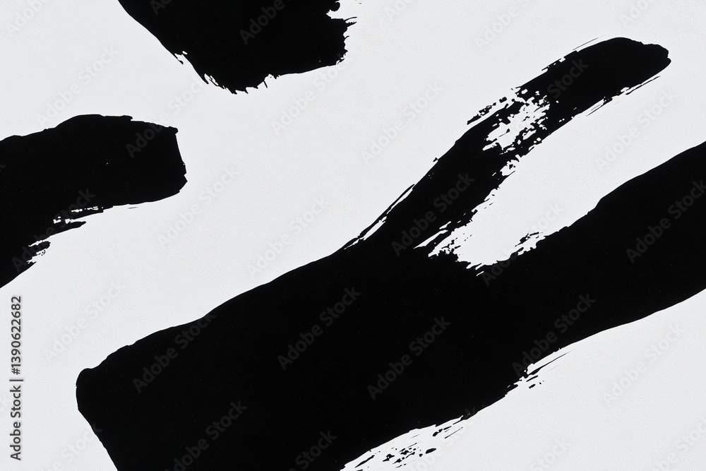 Aufkleber abstract strokes: dynamic, bold brushstrokes in contrasting black and white create a striking abstra