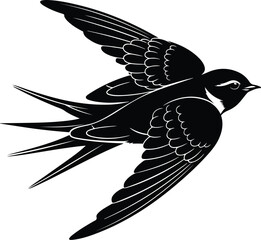 Swallow Bird Vector | Minimal Flying Silhouette Art