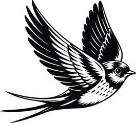 Swallow Bird Vector | Minimal Flying Silhouette Art