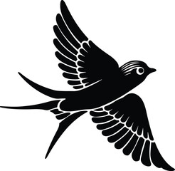 Swallow Bird Vector | Minimal Flying Silhouette Art