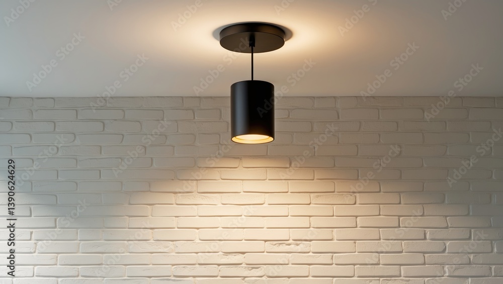 Poster wall background with ceiling fixture
