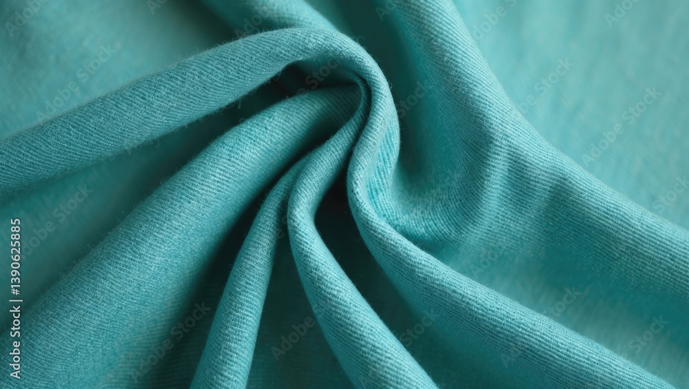 Poster macro shot of turquoise jeans fabric with diagonal weaving.