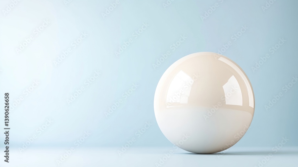 Poster creamy sphere on blue background minimalist style high-gloss rendering centered composition smooth s