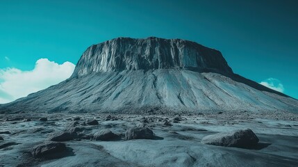 Fototapeta premium Vast, alien mountain under a vibrant sky