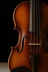 Close-Up of Classical Violin on Black Background