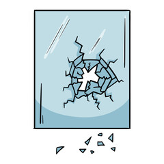 Broken glass. Cracks and fragments. Garbage sorting. Vector illustration isolated on white background for print, sticker, icon