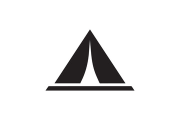 Fototapeta premium Symbol of simple Camping tend icon silhouette in a simple, minimalist vector on a white background