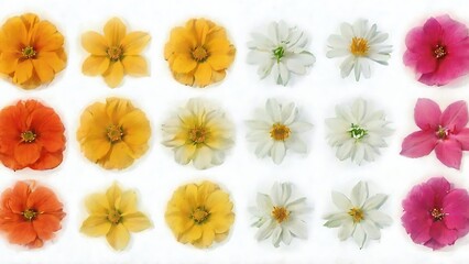 Fototapeta premium A set of different beautiful flowers on a white background. Banner design 5