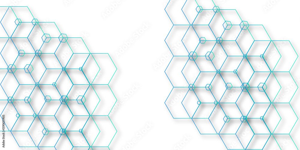 Poster luxury hexagonal abstract black metal background with golden light lines. dark 3d geometric texture 