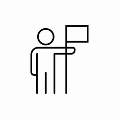 Person with flag icon vector sign