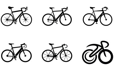 Obraz premium Road Bicycle Silhouette Icons | Racing Bike Vector Set for World Bicycle Day and Sport Design