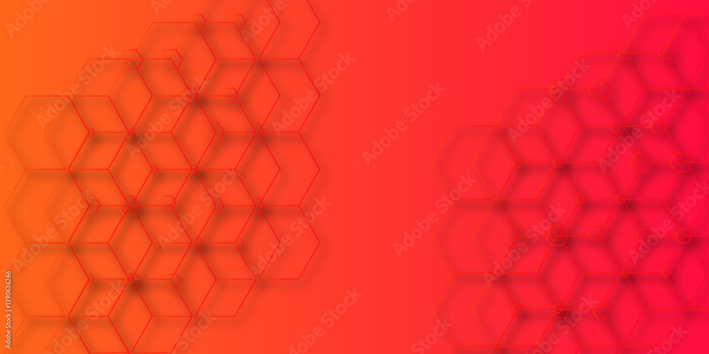 Poster luxury hexagonal abstract black metal background with golden light lines. dark 3d geometric texture 