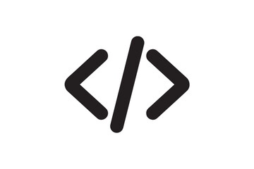 Obraz premium Black coding icon with angle brackets Vector