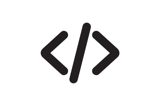 Black coding icon with angle brackets Vector