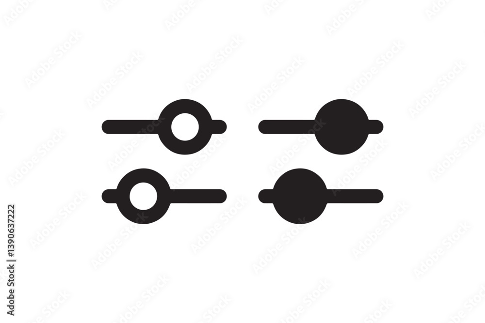 Poster slider control icons in outline and filled style vector