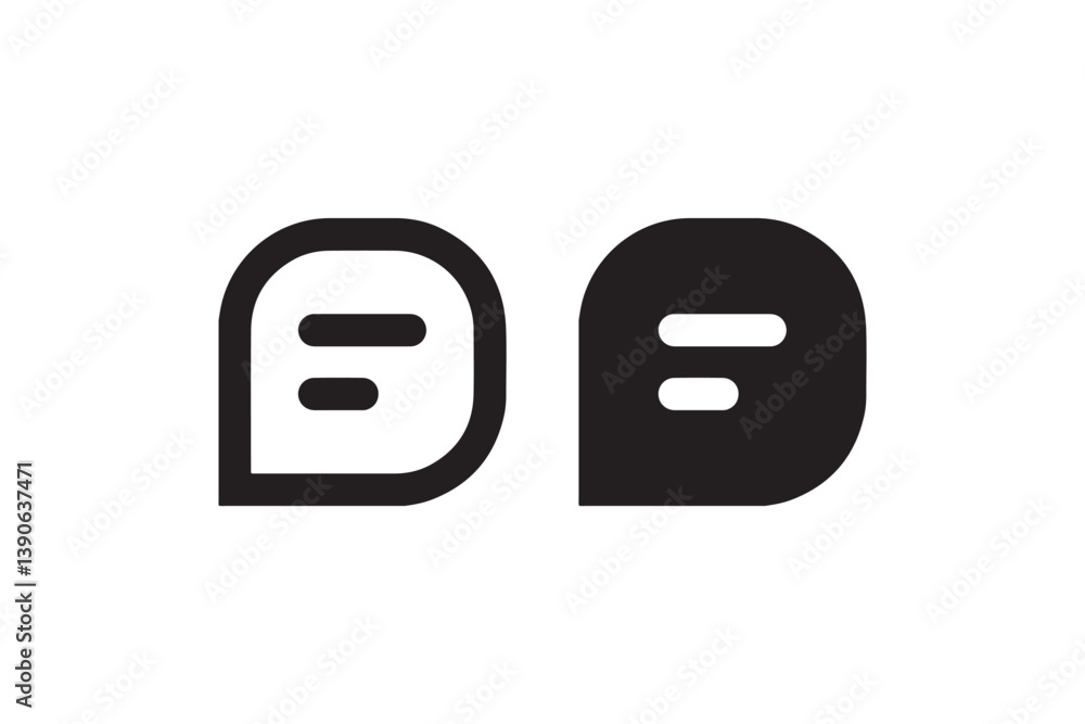 Poster chat bubble icons in outline and solid style vector