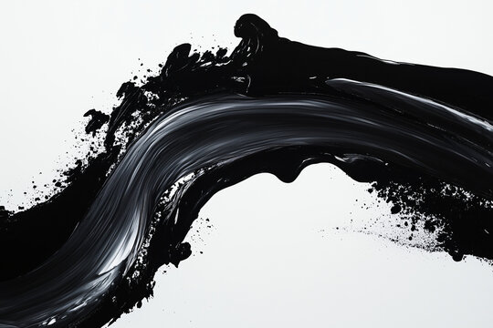 Ink Flow Symphony: A dynamic visual of black ink flowing, creating a dance of texture and movement on a clean surface, evoking artistry and raw emotion.