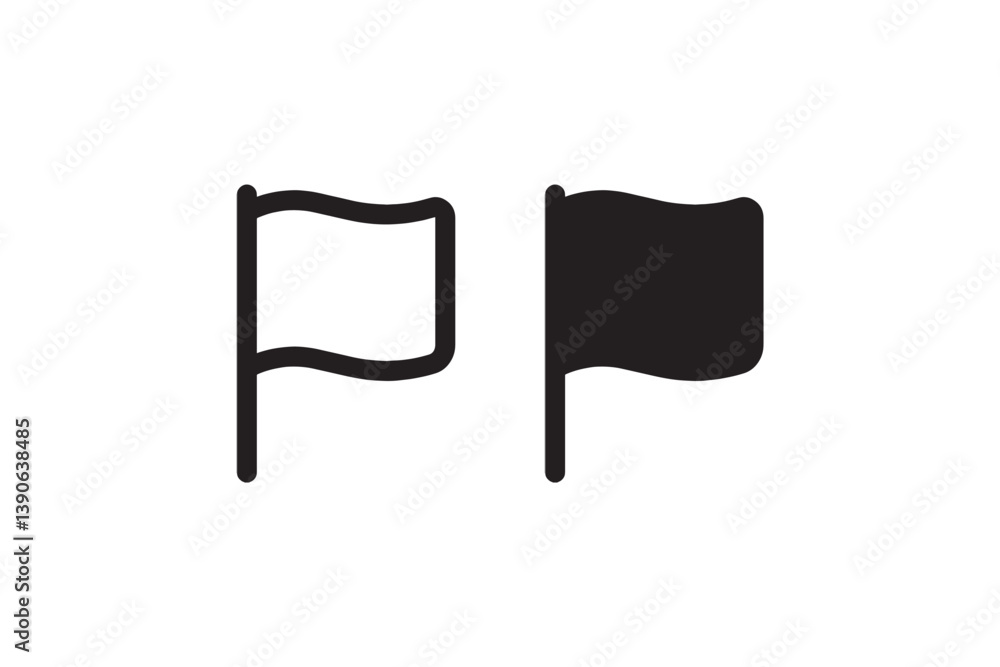 Aufkleber waving flag icon set for navigation and labels vector