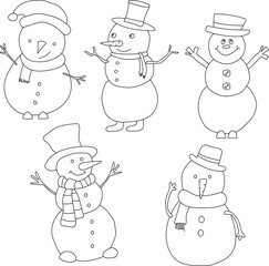 Snowman Clipart Illustrations: Hand-drawn Snowmen Doodles