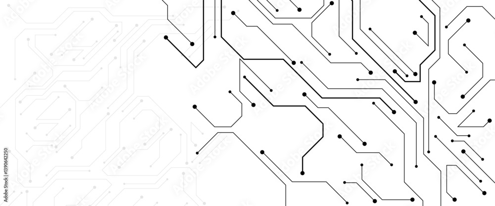 Poster Abstract technology circuit diagram on white background. High tech circuit board connection system.