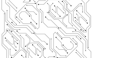 Vector Technology black circuit diagram concept. Abstract technology on white background. High-tech circuit board.