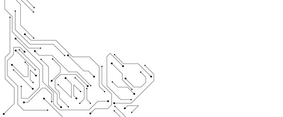 Vector Technology black circuit diagram concept. Abstract technology on white background. High-tech circuit board.