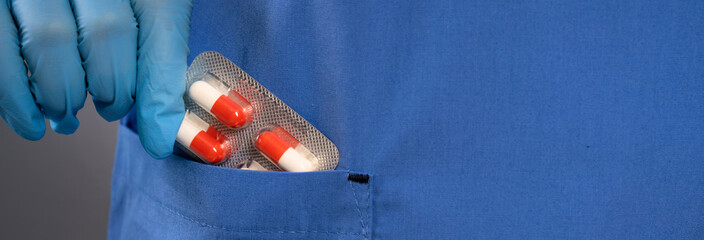 Doctor Stealing Medicines from the Hospital – Medical Theft Concept