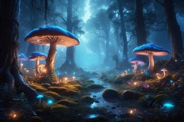 Mystical Forest with Glowing Trees