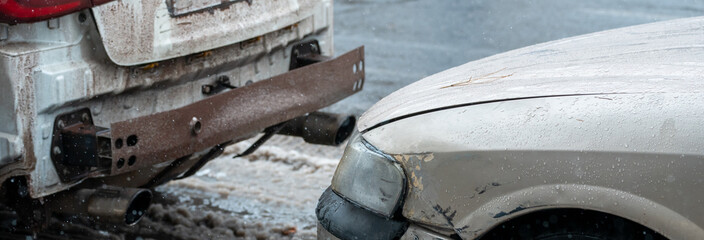 Cars Crashed Due to Icy Roads and Damage