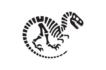 Symbol of simple dinosaur skeletal icon silhouette in a simple, minimalist vector on a white background